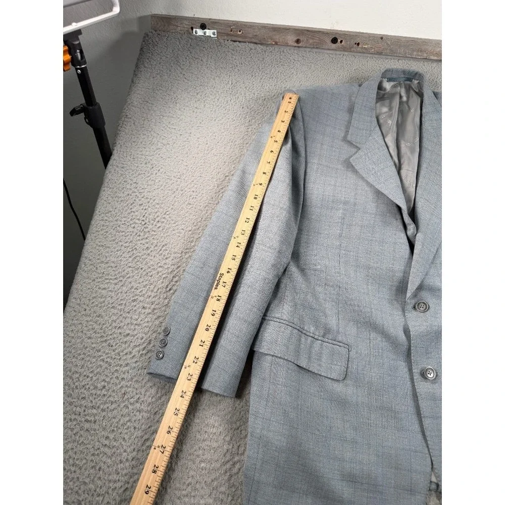 Ravazzolo Blazer Mens 46R Gray Sports Coat Wool Windowpane Two Button Italy‎